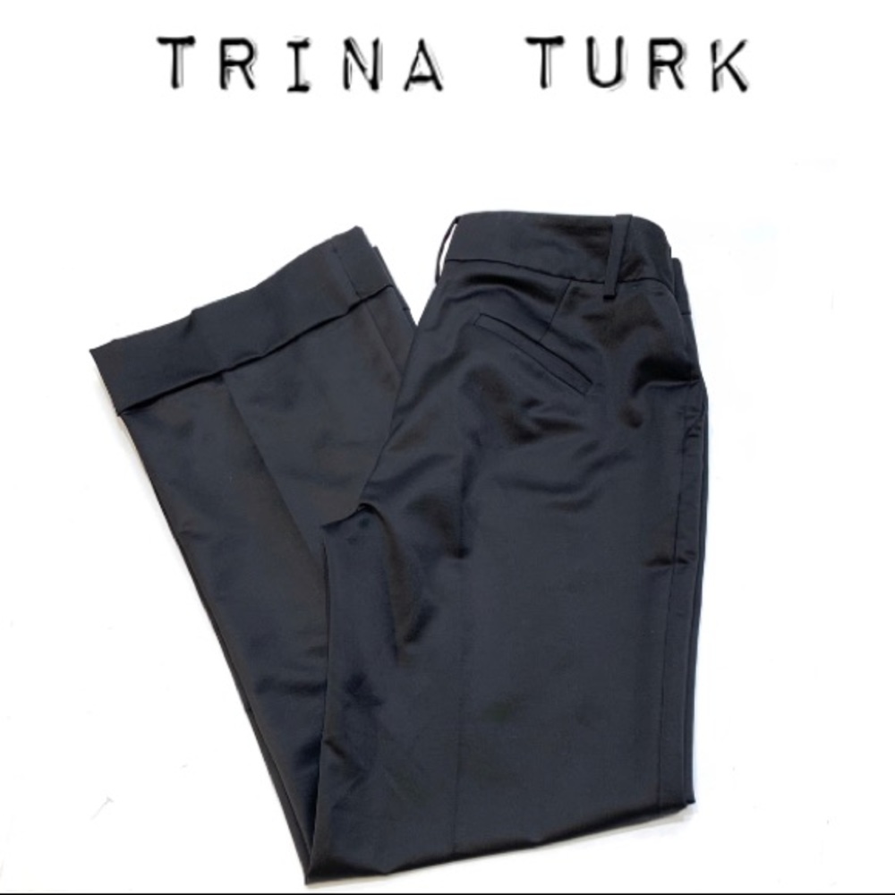 ☀️ 3/$25 Trina Turk Satin Wide leg black trousers